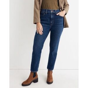 Madewell Women's The Momjean High Rise Tapered Leg Jeans Size 27 Dark Wash Denim